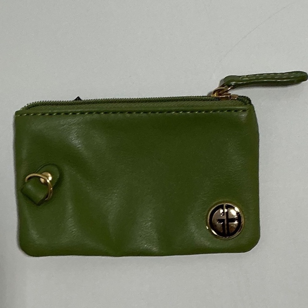 Giani Bernini Faux Leather Coin Purse Zip Pouch Gold Tone Logo Small Wallet